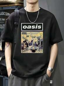 200g Cotton T-Shirt 2025 Men's New Short-Sleeved Cotton Vacation Pattern Short-Sleeved Crew Neck Matching Look