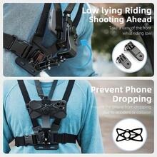 LEATVOOK Adjustable Chest Mount Phone Holder Harness - Compatible With IPhone, GoPro, Insta360, Action Cameras - Black Padded Design For Biking, Kayaking, Fishing, Skateboarding POV/VLOG Recording, Adventure Gear | Sleek Black Design | Durable Buckles, Bike Phone Holder Mount. Best Mother's Day And Valentine's Day Gifts. - 黑色 - 查看 9