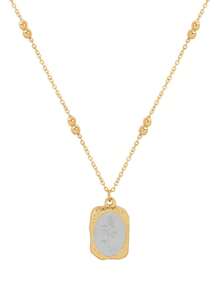 1pc Stainless Steel Vintage Etched Rose Flower Pendant Necklace With Bead Chain, Women