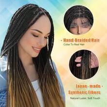 DWNSEN 360° HD Full Double Lace Front Braid Wig -Short Styling Wig Hand Braided, Knotless Cornrow Braids, Lace Frontal, Blended Black Hair, Baby Hair, Natural Looking, Realistic Hairline,Summer Breathable, Comfortable, Durable, For Women - model - 查看 4