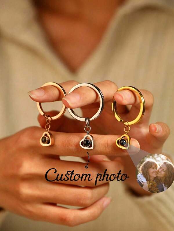 Chaveiro com projeção de fotos personalizado, chaveiro de aço inoxidável com foto personalizada em formato de coração, aniversário, dia dos namorados, presente de Natal
