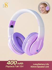 D8 Headphones Over Ear,15H Playtime And 6 EQ Music Modes With Microphone,HiFi Stereo Foldable Lightweight Wireless Headset,3.5MM/Micro SD/TF, Deep Bass For Home Office Cellph One PC Etc.