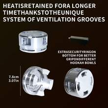 7.8厘米不锈钢水烟碗/水烟壶 – 耐用金属水烟头，适合旅行和居家使用 - 均碼 - 查看 3
