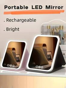 LED Lighted Makeup Mirror - Foldable Smart Touch Control HD Vanity Mirror | Rechargeable Portable For Dorm Travel, Professional Makeup Studio | No Distortion | Teen Girls Gifts, Bridal Shower - Multicolor - View 6