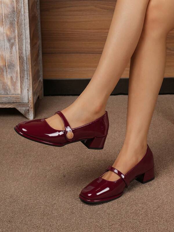 Novos Sapatos Casuais de Couro Genuíno e Couro Envernizado com Bico Redondo, Sola Macia e Salto Grosso, Sem Cadarço, para Mulheres de Meia-Idade e Idosas, Primavera/Outono