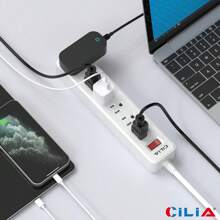CILIA 1/2 Pcs Flat Plug Surge Protector Power Strip, 6 AC Outlets, 5 Ft Flat Braided Extension Cord,Dorm Room Essentials College,Compact Desk Charging Station Wall Mount For Office, School, Dorm