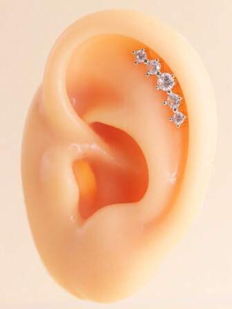 1pc Fashionable Rhinestone Stainless Steel Cartilage Ear Piercing Stud