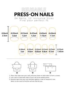 288Pcs /12Set Chic French Tip Press-On Nails Set Line Decoration- Medium Square Shape With Glossy Finish, Easy Application Kit, Salon-Quality, Long-Lasting Wear, Includes Nail File & Adhesive Tabs - Perfect For Women And Girls Nail Supplies Nails - Multicolor - View 10