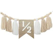 1pc 1/2 Tall Stool Banner, Birthday Party Tassel Garland, Boho Style Birthday Party Decor, 6 Months Birthday Party, Half Year Birthday Decoration