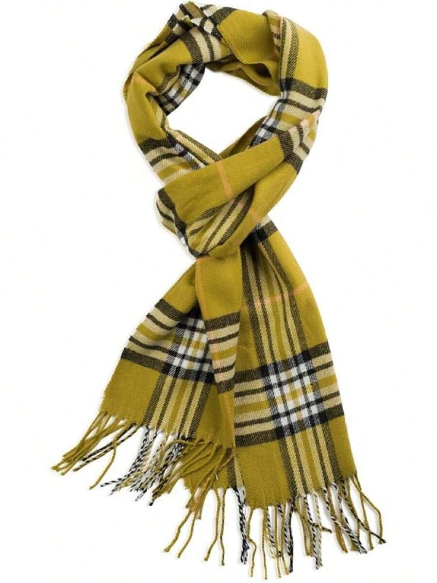 Soft Luxurious Classic Cashmere Feel Winter Scarf With Box, Cozy Warm Scarf - 橄欖格紋禮品 - 查看 1