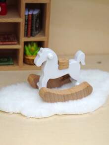 1 pieza Decoración de caballo de madera de dibujos animados para guardería, mini decoración de escritorio para dormitorio de bebé - Multicolor - Ver 6