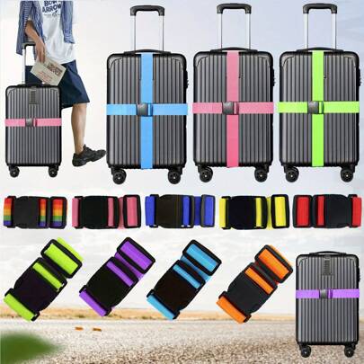 2pcs/1pc Adjustable Anti-Theft Luggage Strap With Quick Release Buckle, Bright Travel Packaging Strap For Suitcases, Upright Boxes, Double-Layered Bags, Durable Polyester, Easy To Clean, Hand Wash/Machine Wash, Stylish Streetwear Design Bag For School School Accessories School Stuff