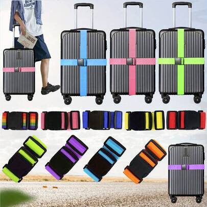 2pcs/1pc Adjustable Anti-Theft Luggage Strap With Quick Release Buckle, Bright Travel Packaging Strap For Suitcases, Upright Boxes, Double-Layered Bags, Durable Polyester, Easy To Clean, Hand Wash/Machine Wash, Stylish Streetwear Design Bag For School School Accessories School Stuff