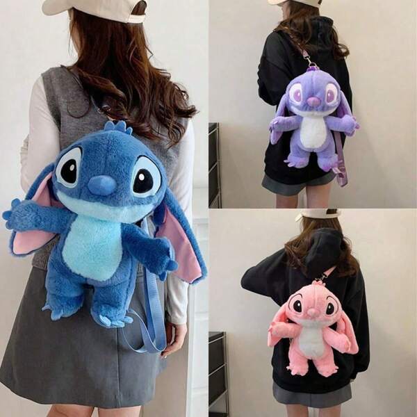 Disney Disney Stitch Girls Plush Backpack, Cute Stuffed Animal Doll Backpack, Crossbody Bag, Girls Gift For Holidays And Birthday