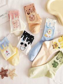 7 Pairs Solid Color Versatile Socks, Breathable, Comfortable, Absorbent Short Socks Suitable For Daily Wear, Sports, Office, Casual Style, All Seasons Valentines