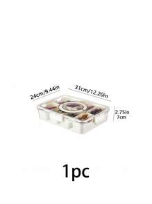 1pc/2pcs Crisper Box With Lid, 4/8/9 Compartments Capacity, Divider Storage Dinner Plate, Divider Storage Box With Handles, Fridge Storage Box With Removable Snack Box, Spice, Dry Ingredients, Candy, Vegetable, Fruit, Nut Storage Box, Kitchen Food Storage Box, Suitable For Family, Travelling, Party, Picnic.