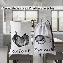 3pcs Set Potato/Onion/Garlic Storage Bags - Tidy Up The Messy Kitchen - Organized Storage - Delay Sprouting - White - View 12