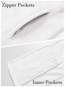 Cavva 女士抓绒背心外套，无袖轻便拉链夹克，保暖柔软，带拉链口袋，适合运动、办公、户外活动、聚会、露营、骑行、徒步旅行等冬季穿着。 - 白色 - 查看 6