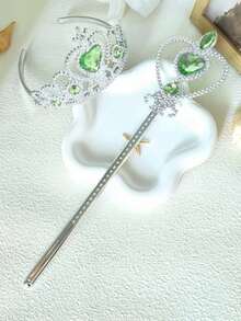 一套公主皇冠和魔法棒服装配饰，珠宝玩具礼品套装，头箍头饰 - 彩色 - 查看 26