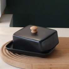 1 Set Ceramic Butter Dish With Lid, Suitable For Baking, Cheese & Butter Storage, Kitchen Accessories, Great For Gifting