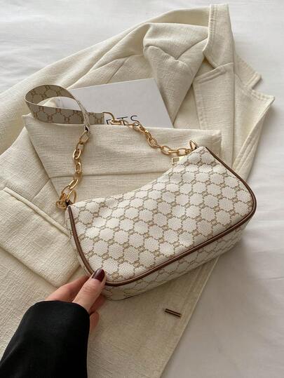 Bolso de axila minimalista y versátil de PU nuevo para primavera/verano 2024, bolso de hombro con cadena de moda y tacto de alta calidad, bolso de mano