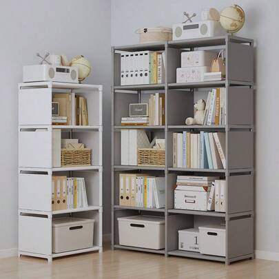 Simple Home Bookshelf,Small Student Bookcase,Desktop Office Bookshelf,Rental Accommodation Storage Rack,Dormitory Luggage Rack,Bedside Bedroom Floor-To-Ceiling Storage Shelf, Easy To Assemble, Stackable And Removable Metal Storage Rack, Suitable For Home, Office, Kitchen And Dormitory - Ideal For Books And Clothes. Birthday Gift, Elegant Gift