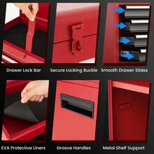 GOFLAME 5-Drawer Rolling Tool Chest High Capacity Tool Storage Cabinet With Lockable Wheel - Rojo - Ver 8