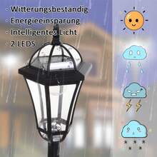 2x Solar Street Lamps (H129 Cm) – LED With Stainless Steel & ABS, IP44 Waterproof – Black, Ø18.5 Cm