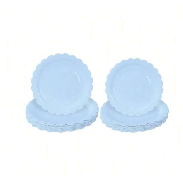 10pcs/20pcs/40pcs/Set,Light Blue Paper Plates 9Inch 7 Inch BabyBlue Scalloped Plates Disposable Dinner Plates For Wedding Shower Birthday Party Dessert Plates