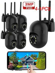 1 件/2 件/4 件 3MP WiFi 安全摄像头，具有 355 度对讲和夜视功能，可远程控制室内外家用安全摄像头，使用 APP 随时随地查看，适合圣诞节、感恩节使用的摄像头