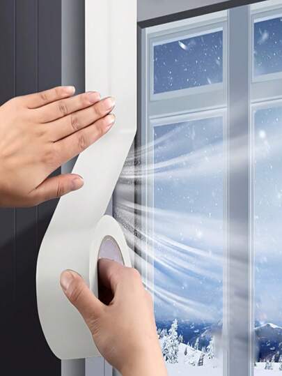 1 rolka wiatroszczelnej taśmy uszczelniającej szczeliny, odporna na warunki atmosferyczne taśma uszczelniająca do drzwi i okien, do uszczelniania otworów wentylacyjnych w drzwiach, szczelin w drzwiach i oknach oraz prysznicach, odpowiednia do okien i drzwi, wiatroszczelna, pyłoszczelna, deszczoodporna, z funkcją redukcji hałasu, kompatybilna z materiałami przesuwnymi, plastikowymi, stalowymi i ze stopów aluminium