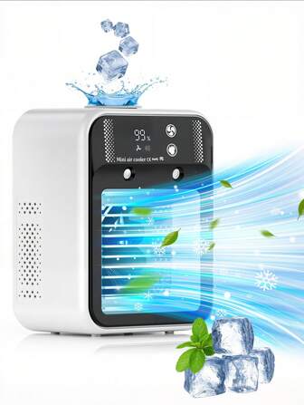 Portable Air Cooler Fan/Water Fan, 2-Speed Adjustable, Built-In 3000mAh Rechargeable Battery And 500ml Water Tank For Continuous Spray Humidification, Indoor Fan/Portable Fan/Fan/Portable Fan/Fan/Car Fan/Portable Air Conditioner, Car Fan, Electric Fan, Cooling Fan/Air Conditioner