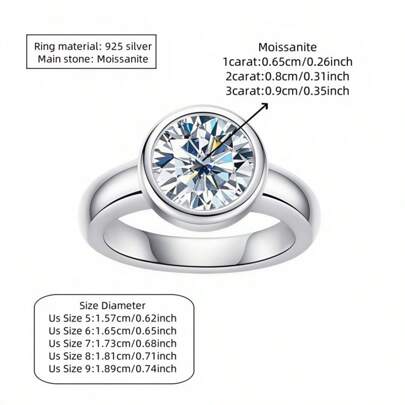 KAHOOT 925 Silver Moissanite Ring New Style Fashion All-Match Personalized Creative Design Retro Style Mature Style Personalized Design Elegant Romantic Simple Classic Style All-Match Elegant Men And Women Couple Ring, Suitable For Proposal Engagement Wedding Valentine's Day Mother's Day Christmas Valentine's Day Thanksgiving Halloween Birthday Anniversary New Year Gift Daily Wear Dating Party Banquet Party Gift