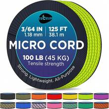 TECEUM Micro Paracord – 118 Mm X 125 Ft – Micro Utility Cord – Thin Braided Paracord Rope – Best Crafting, Projects, Fishing, Camping – Wind Chime – Survival Strong String - Fluo Green - 查看 1