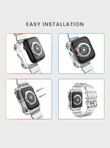 2 In 1 Glitter Bling Crystal Clear Band With Bumper Case Compatible With Apple Watch Band 38/40/41/42/44/45mm,Jelly Sports Protective Replacement Wristband Strap For Apple Watch Strap Compatible With IWatch 8/7/6/5/4/3/2/1/SE Women Man