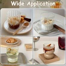 4/8 modische Glasbecher im Blütenblatt-Stil mit Streifen, aus Borosilikatglas, leicht, robust, kälte- und hitzebeständig, 300 ml/10 oz, Eisbecher, geeignet für Kaffee, Joghurt, Eis, Cocktails, kalte Getränke