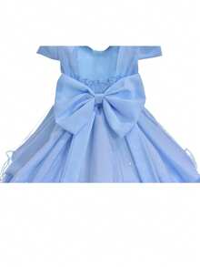 CHILDREN'S PARTY DRESS FOR GIRLS, SHORT - Baby Blue - View 4
