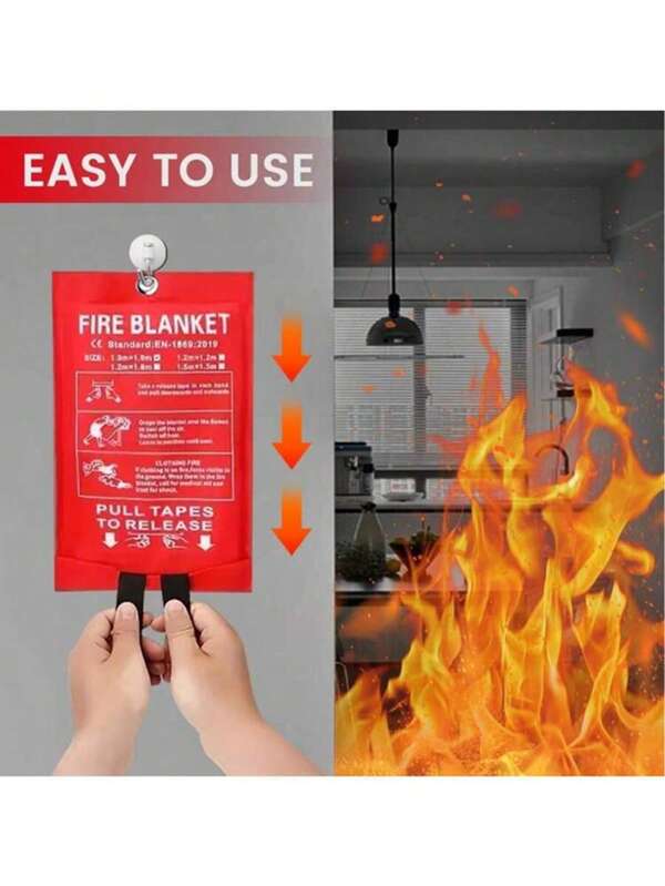 Emergency Fire Blanket, Home Fire Blanket With Silicone Coating, Fiberglass Material, For Kitchen, Industrial, Car, Fire-Resistant, Escape Blanket, Emergency Fire Extinguishing, Suitable For Catering, Barbecue, Travel