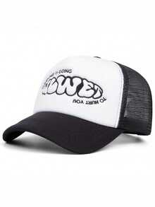 1 件女士时尚卡通字母刺绣嘻哈帽，可调节男女通用户外遮阳棒球帽，适合春季、秋季旅行、沙滩派对