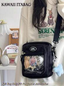 Bolsa Ita pequeña para muñeca de 10 cm, bolso bandolera japonés de color liso y puro con bolsillo transparente, bolso de hombro mini DIY, bolsos y carteras para fans del anime, regalos escolares para niñas