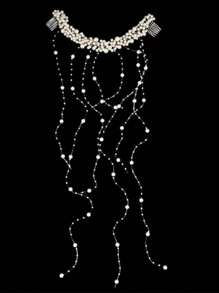 1 Pc Multi-Layer Faux Pearl Tassel Hair Ornament, Elegant Headpiece For Women, Suitable For Wedding, Party