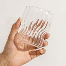 4/8 modische Glasbecher im Blütenblatt-Stil mit Streifen, aus Borosilikatglas, leicht, robust, kälte- und hitzebeständig, 300 ml/10 oz, Eisbecher, geeignet für Kaffee, Joghurt, Eis, Cocktails, kalte Getränke