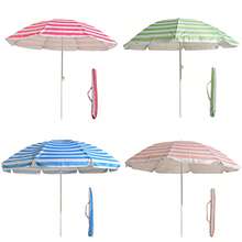 Heavy Duty Folding Beach Umbrella, Large 220cm Multicolor Garden Umbrella With Carry Bag, Lightweight Sun Umbrella UV 50 Protection Outdoor Umbrella With Aluminum Tube, Ideal Umbrella For Outdoor/Beach/Summer - rosa rayas - 查看 3