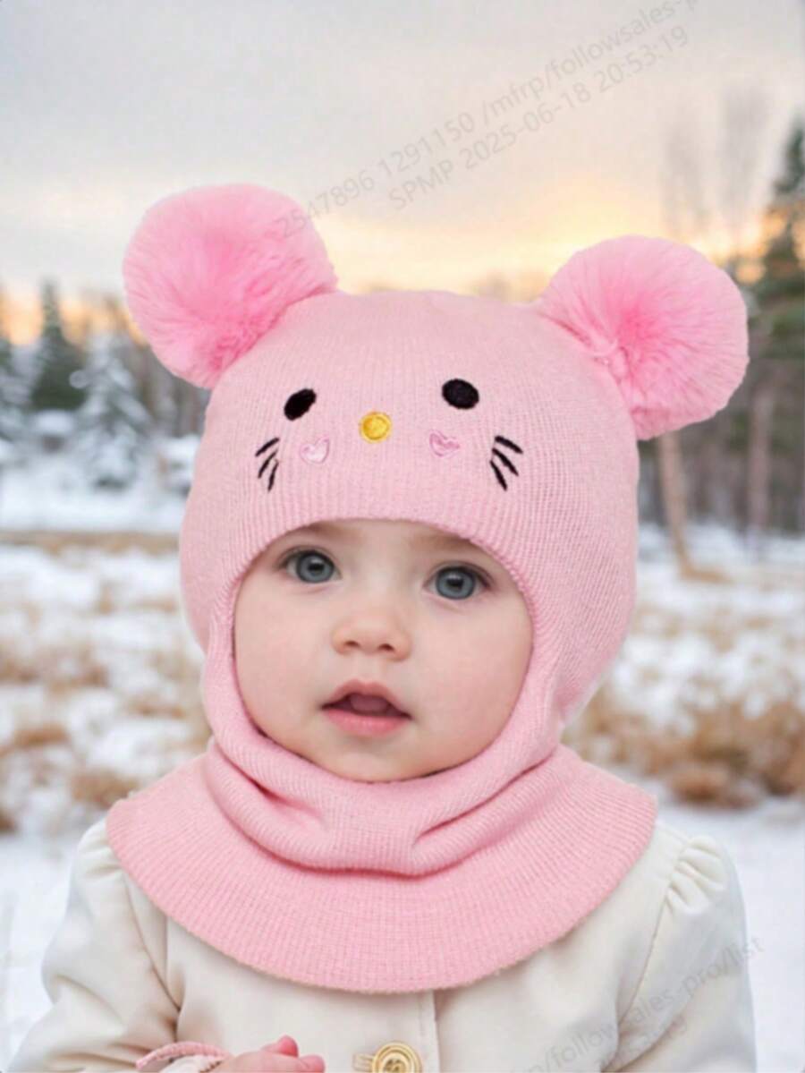 1pc Kids/Baby Plain Cute Knitted Hat, Suitable For Autumn/Winter, Warm & Casual For Outdoor & Daily Use - 1PC - View 1