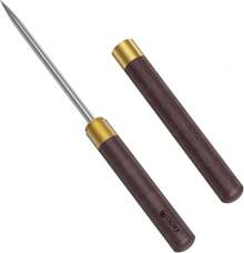 Stainless Steel Pick With Safety Cover, Pick Breaking, Non-Slip Wooden Handle Easy To Grip, 9 Inches Length (Pack Of 1)