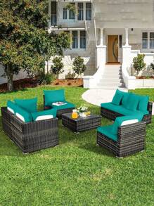 1pc Solid Color Milk Silk Elastic Band Sofa Cushion Cover, Highly Elastic Dust Proof, Suitable For All Seasons Home Garden Outdoor Rattan Sofa Seat Protector Cover