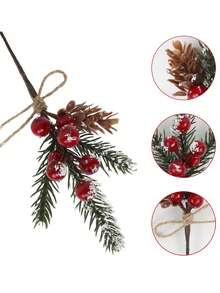 3pcs Artificial Pine Cone & Needle Flower Bouquet, Fake Plant Decor For Christmas Party