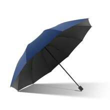 1 Piece, Folding Black Handle Umbrella With Blue Color For Sunny And Rainy Days