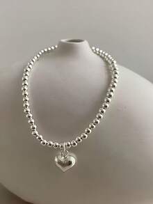 1 件爱心球弹性 S925 纯银手链