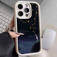 Starry Night Sky With Girl Catching Stars Phone Case For IPhone 16 Pro Max/16 Plus/16 Pro/16/15/14/13/12/11, Unisex, Scratch Resistant TPU, Full Body Ultra Thin, Shockproof With Camera Guard - White - View 4